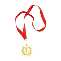 Gouden medaille aan rood lint