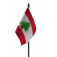 Bellatio Libanon mini vlaggetje op stok 10 x 15 cm