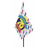 Bellatio Happy 70th Birthday mini vlaggetje op stok 10 x 15 cm