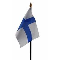 Finland mini vlaggetje op stok 10 x 15 cm -