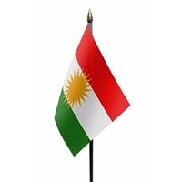 Bellatio Koerdistan mini vlaggetje op stok 10 x 15 cm