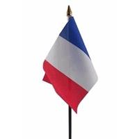 Frankrijk mini vlaggetje op stok 10 x 15 cm -