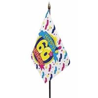 Bellatio Happy 60th Birthday mini vlaggetje op stok 10 x 15 cm