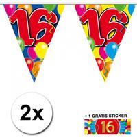 Shoppartners 2x vlaggenlijn 16 jaar met gratis sticker