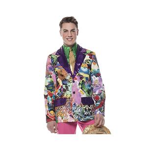 Feest colbert met bloemen print paars Multi