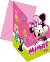 gestanzte Einladungskarten mit Umschlägen Minnie Happy Helpers, 6 Stück rosa