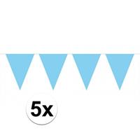 5x vlaggenlijn / slinger baby blauw 10 meter