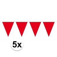 5x vlaggenlijn / slinger rood 10 meter