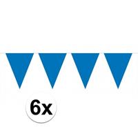 6x vlaggenlijn / slinger blauw 10 meter