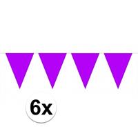 6x vlaggenlijn / slinger paars 10 meter