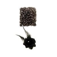 Zwarte deco bloem met speld/elastiek