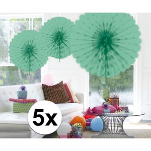 5x Decoratie waaier mint groen 45 cm