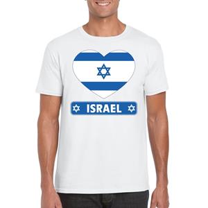 Shoppartners Israel hart vlag t-shirt wit heren S