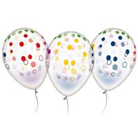5 Transparante ballonnen met stippen 28 cm