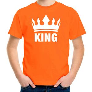 Shoppartners Oranje Koningsdag shirt met kroon jongens (146-152) Oranje