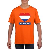 Shoppartners Oranje Holland hart vlag shirt kinderen (146-152) Oranje