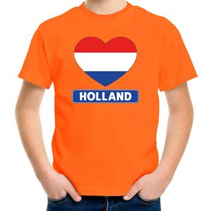 Shoppartners Oranje Holland hart vlag shirt kinderen (158-164) Oranje