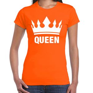 Oranje Koningsdag shirt met kroon dames Oranje