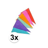 Bellatio 3x Gekleurde vlaggenlijnen/vlaggetjes van papier