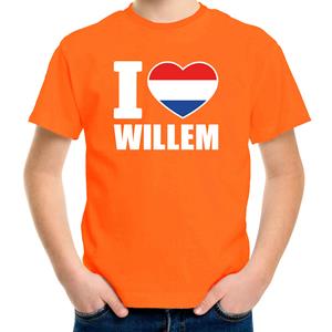 Shoppartners Oranje I love Willem shirt kinderen (146-152) Oranje