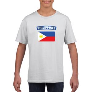 Shoppartners T-shirt met Filipijnse vlag wit kinderen (134-140) Wit
