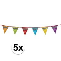 5x Party vlaggenlijn holografisch 8 meter