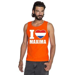 Shoppartners Oranje I love Maxima tanktop heren Oranje