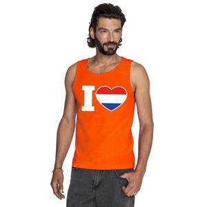 Shoppartners Oranje I love Holland tanktop heren Oranje