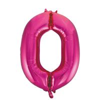 Cijfer 0 folie ballon roze van 92 cm Roze