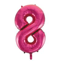 Cijfer 8 folie ballon roze van 92 cm Roze