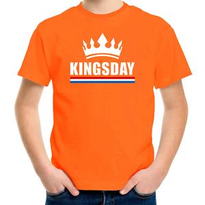 Shoppartners Oranje Kingsday met een kroon shirt kinderen Oranje