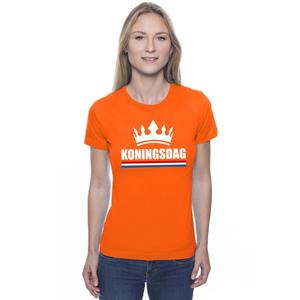 Shoppartners Oranje Koningsdag met een kroon shirt dames Oranje