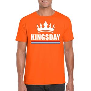 Shoppartners Oranje Kingsday met kroon shirt heren Oranje