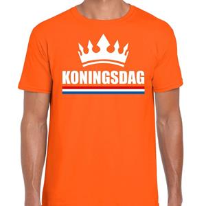 Shoppartners Oranje Koningsdag met kroon shirt heren Oranje