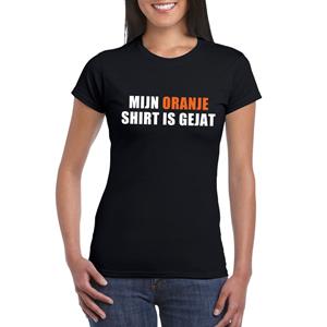 Shoppartners Mijn oranje shirt is gejat t-shirt zwart dames Zwart