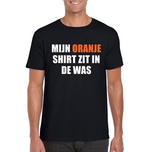 Shoppartners Mijn oranje shirt zit in de was t-shirt zwart heren Zwart