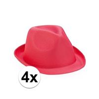 4x Roze Toppers trilby hoedjes voor volwassenen