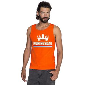 Shoppartners Oranje Koningsdag kroon tanktop heren Oranje