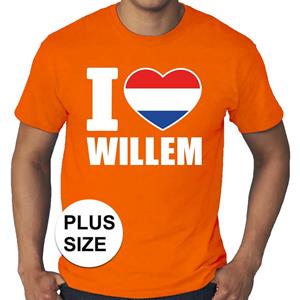 Shoppartners Oranje I love Willem grote maten shirt heren Oranje