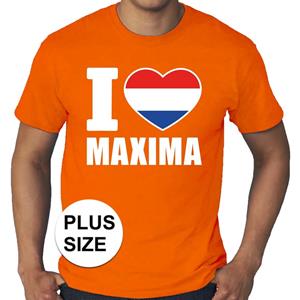 Shoppartners Oranje I love Maxima grote maten shirt heren Oranje