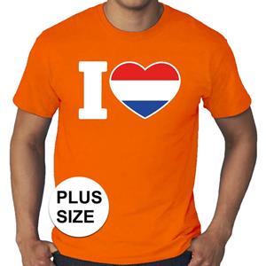 Shoppartners Oranje I love Holland grote maten shirt heren Oranje