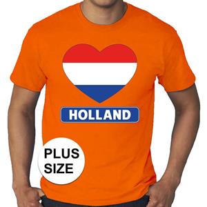 Shoppartners Oranje Holland hart vlag grote maten shirt heren Oranje