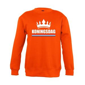 Shoppartners Oranje Koningsdag met kroon sweater kinderen (110/116) Oranje