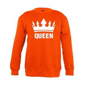Shoppartners Oranje Koningsdag Queen sweater kinderen (110/116) Oranje