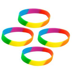 4x Siliconen armbanden regenboog Multi