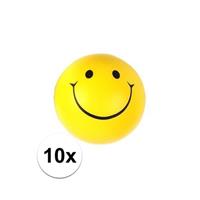 10x Smiley stressbal 6 cm Geel