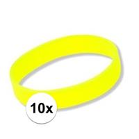 10x Siliconen armbandjes neon geel Geel
