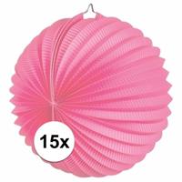 15x Lampionnen roze 22 cm Roze