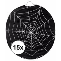 15x Spinnenweb lampionnnen 22 cm Zwart
