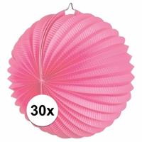 30x Lampionnen roze 22 cm Roze